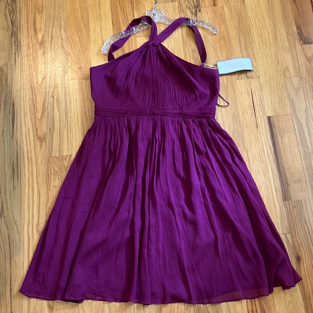 J. Crew Sinclair silk chiffon dress NWT unaltered size 12 color spiced wine